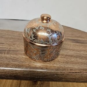Handcrafted "Glimmering Grace" Copper with Silver-tone Etched Trinket Box